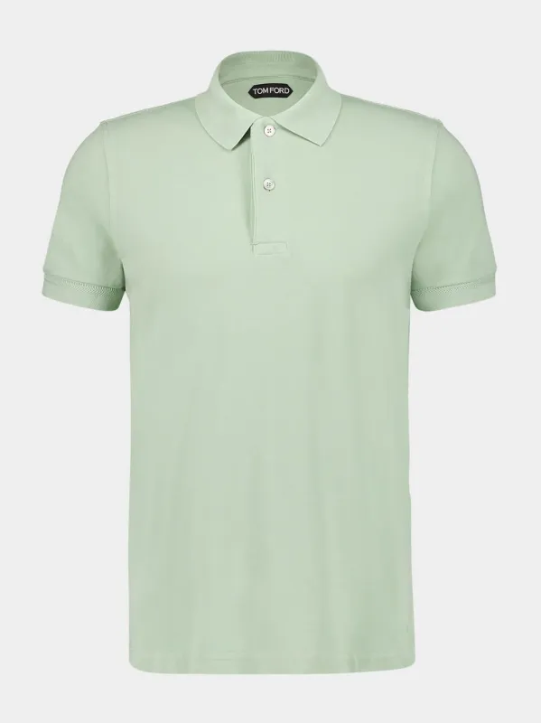 Light Green Tennis Piqué Polo Shirt made by Tom Ford