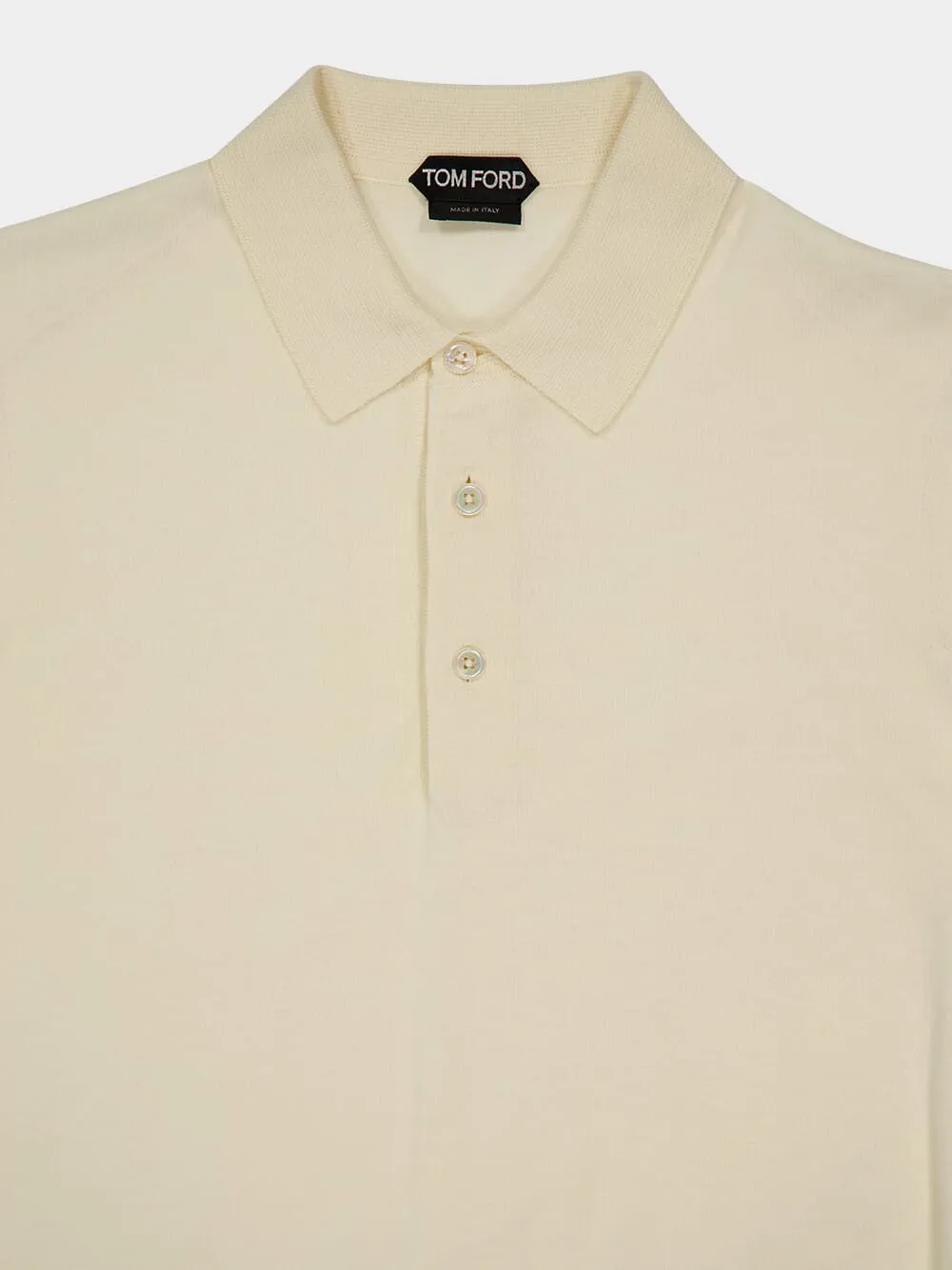 Cream Short-Sleeve Cotton Polo Shirt sold by Fashion Clinic product image thumbnail 3
