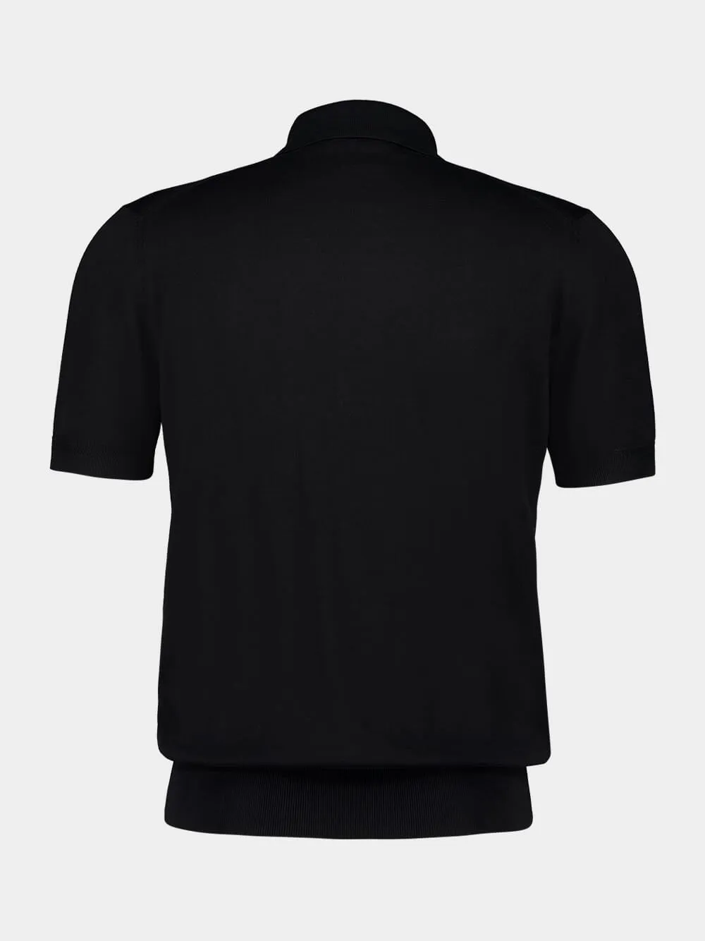 Black Short-Sleeve Cotton Polo Shirt sold by Fashion Clinic product image thumbnail 2