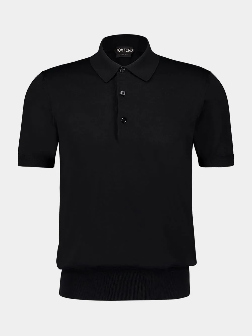 Black Short-Sleeve Cotton Polo Shirt sold by Fashion Clinic