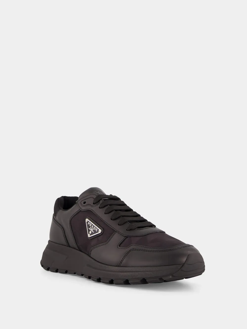 Black Leather & Nylon High-Top Sneakers sold by Fashion Clinic product image thumbnail 2