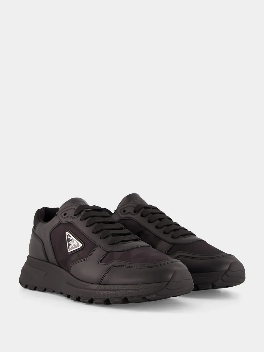 Black Leather & Nylon High-Top Sneakers sold by Fashion Clinic product image thumbnail 3