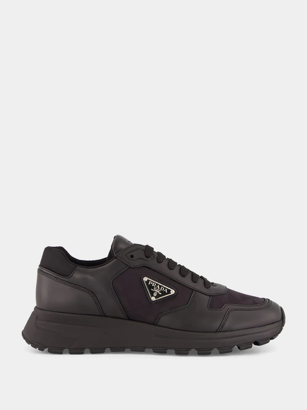 Black Leather & Nylon High-Top Sneakers sold by Fashion Clinic