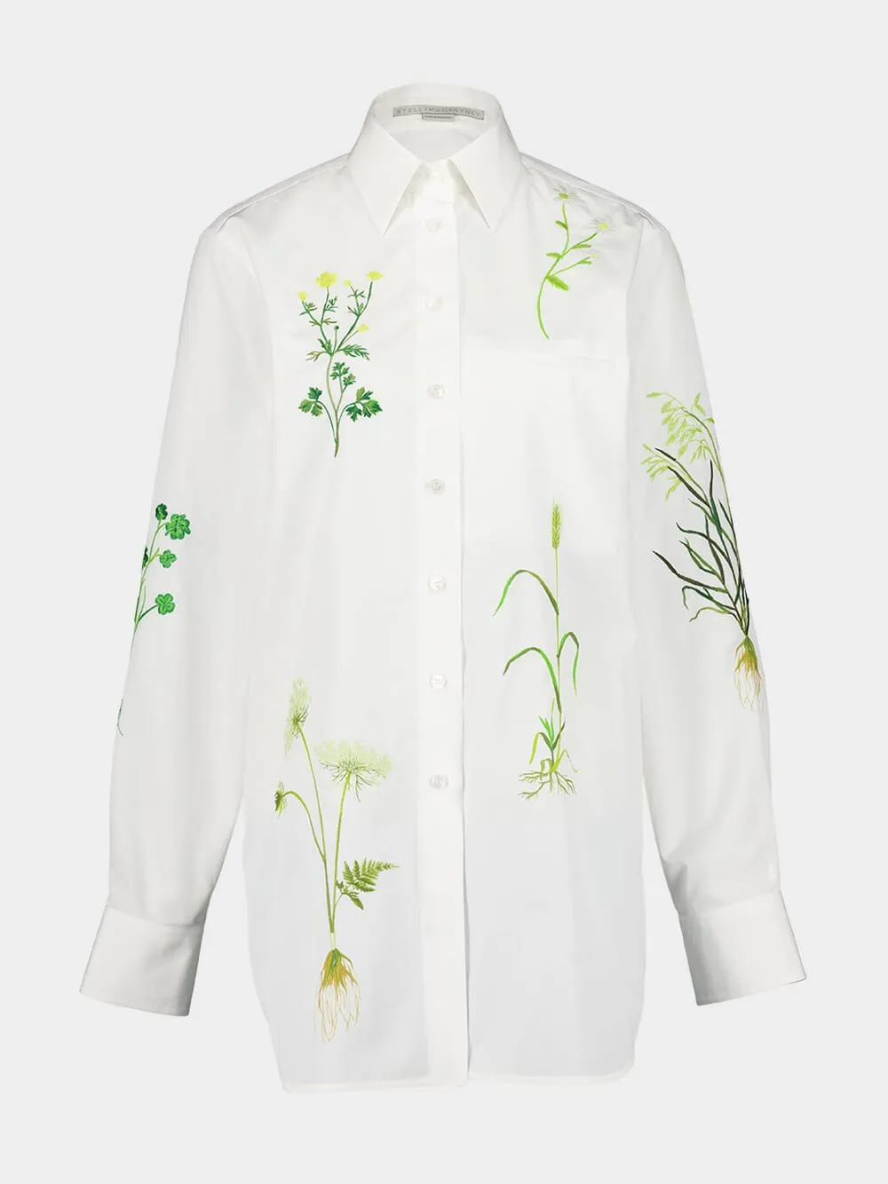 White Floral Printed Cotton Shirt sold by Fashion Clinic