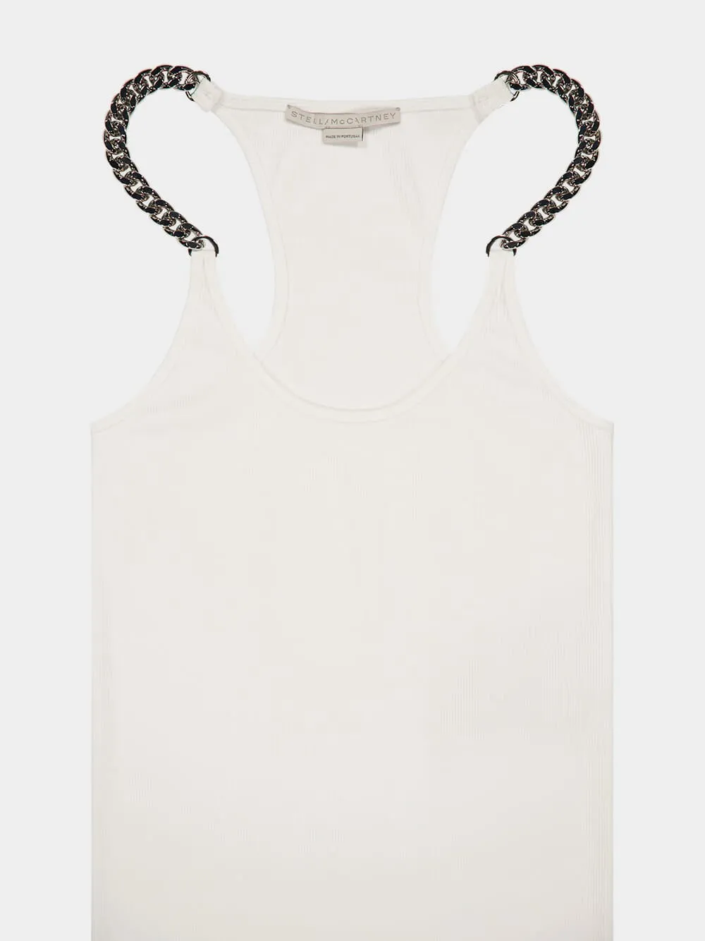 White Tank Top with Chain Straps sold by Fashion Clinic product image thumbnail 3