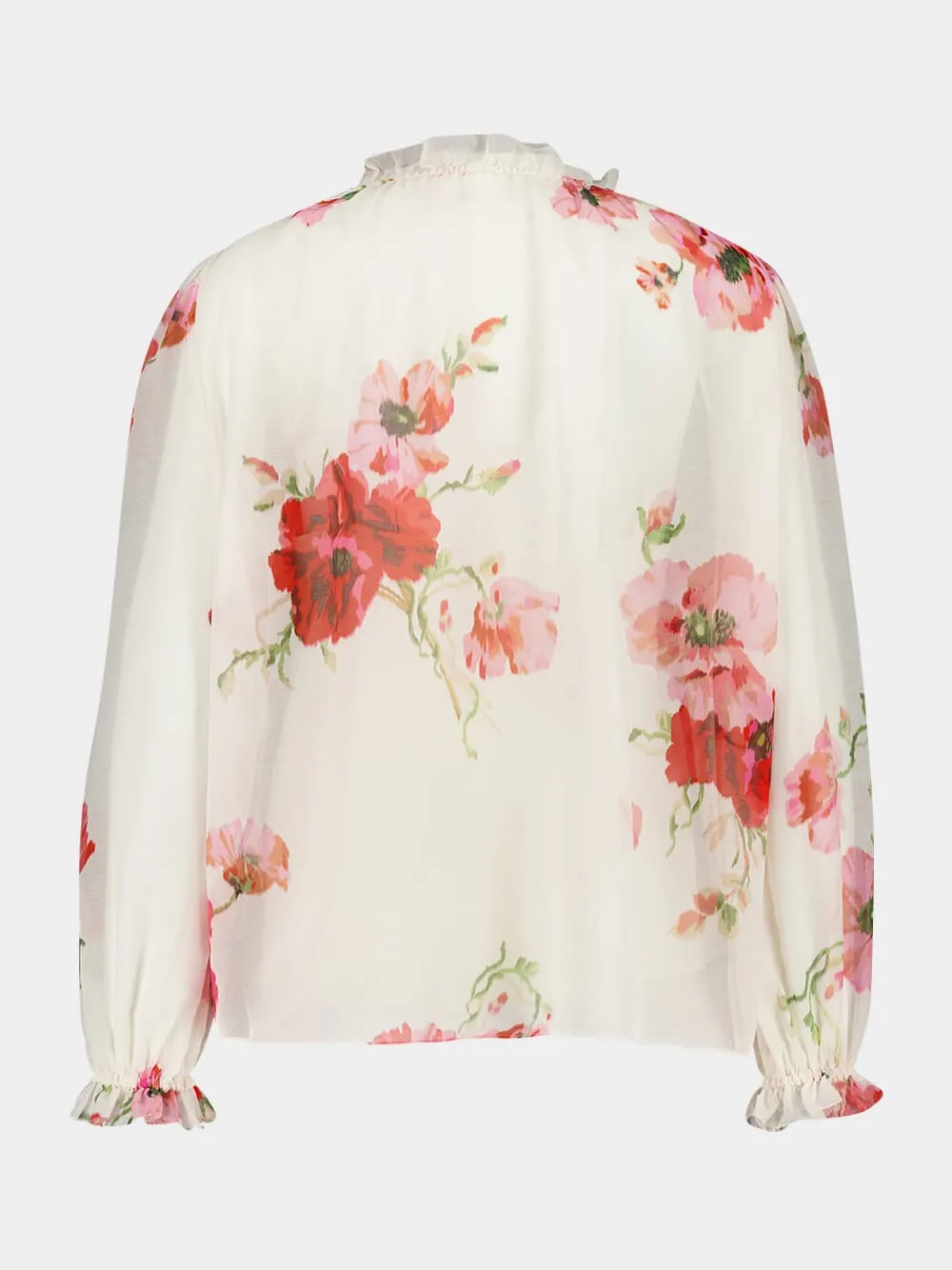 Cream Floral Ruffled Neckline Blouse sold by Fashion Clinic product image thumbnail 3