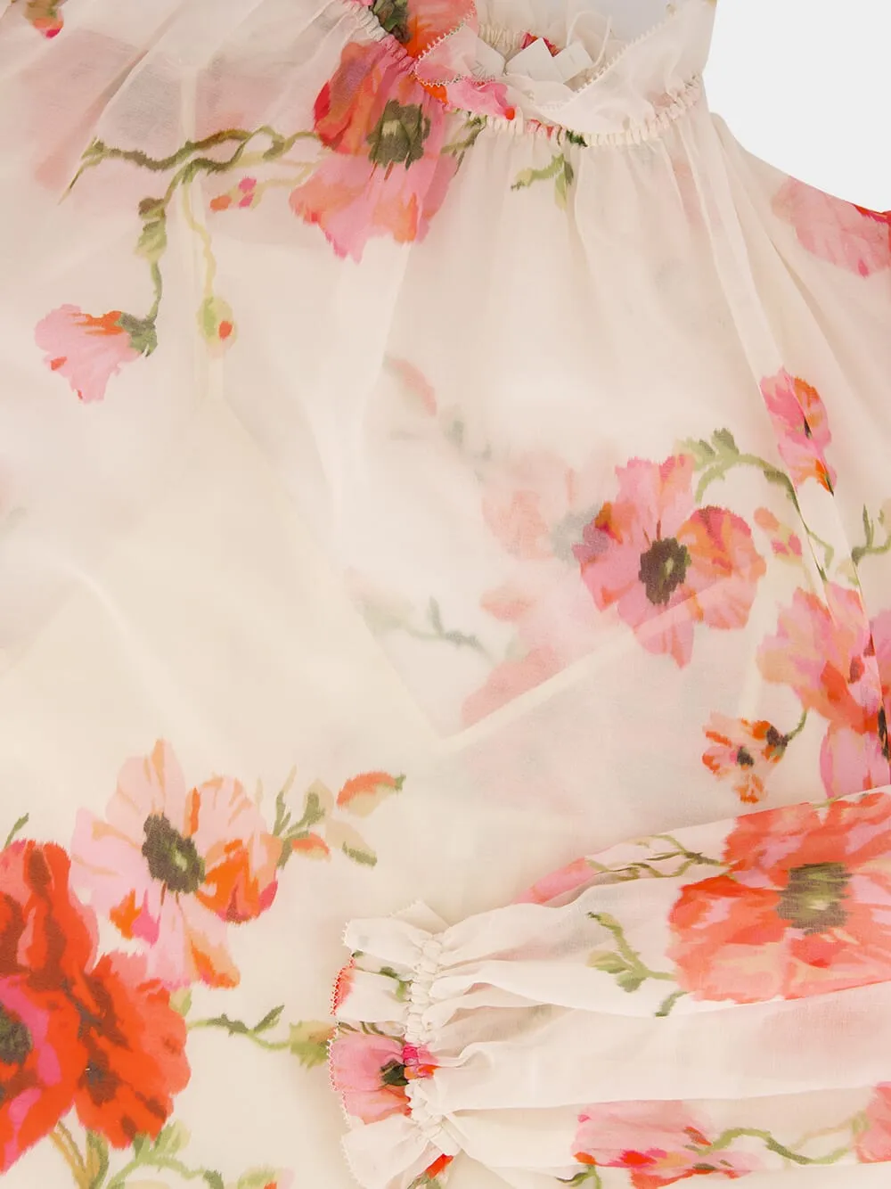 Cream Floral Ruffled Neckline Blouse sold by Fashion Clinic product image thumbnail 5