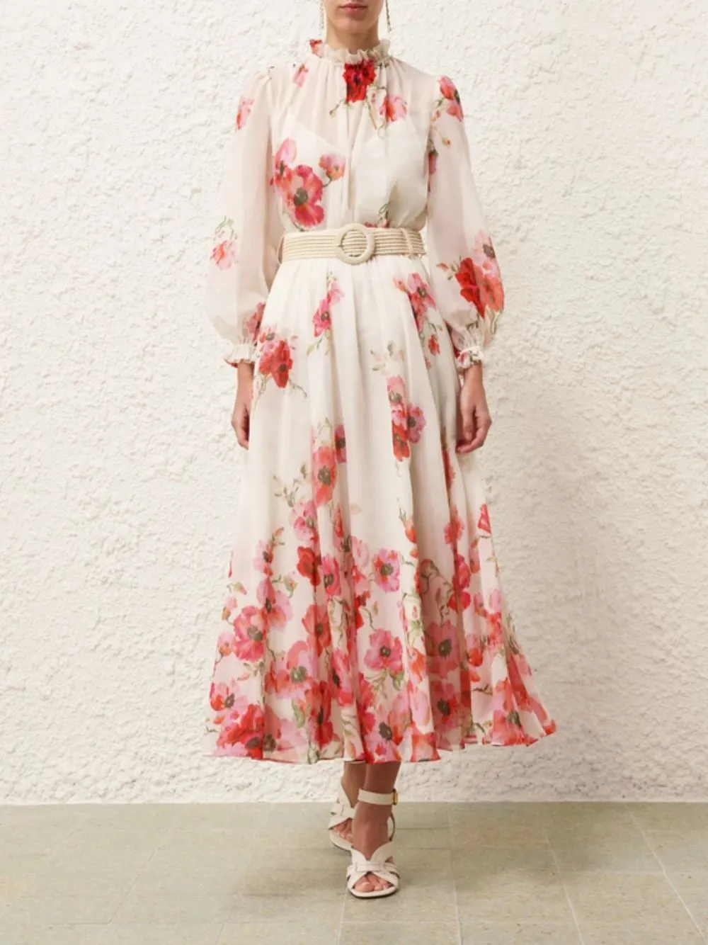 Cream Floral Maxi Skirt sold by Fashion Clinic product image thumbnail 2