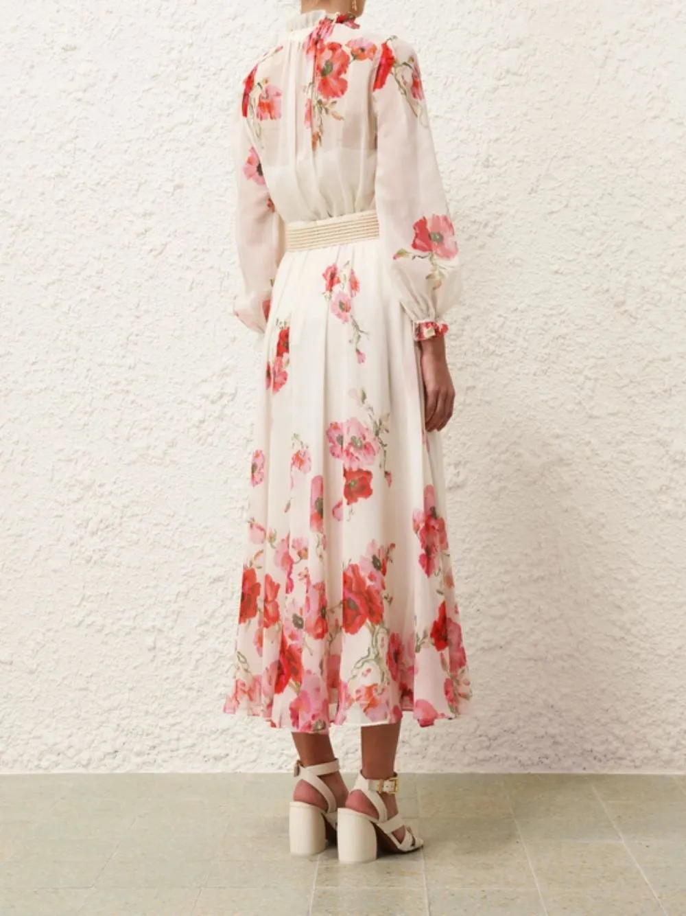 Cream Floral Maxi Skirt sold by Fashion Clinic product image thumbnail 4