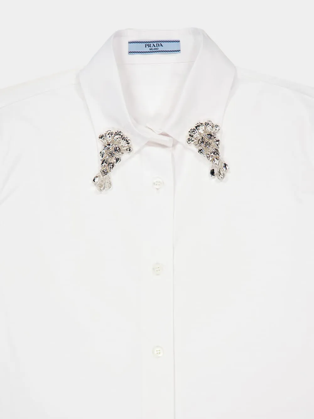 Embroidered Collar White Poplin Shirt sold by Fashion Clinic product image thumbnail 3