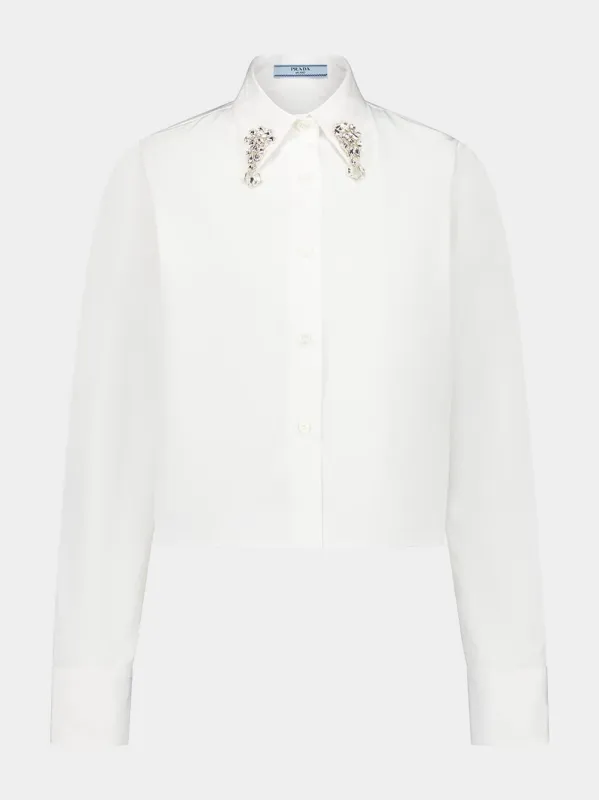 Embroidered Collar White Poplin Shirt sold by Fashion Clinic