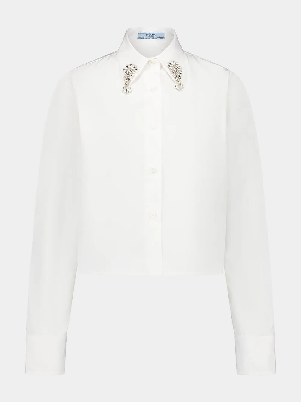 Embroidered Collar White Poplin Shirt sold by Fashion Clinic