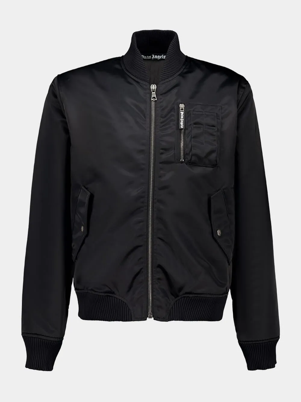 Curved Logo Leather Bomber Jacket sold by Fashion Clinic