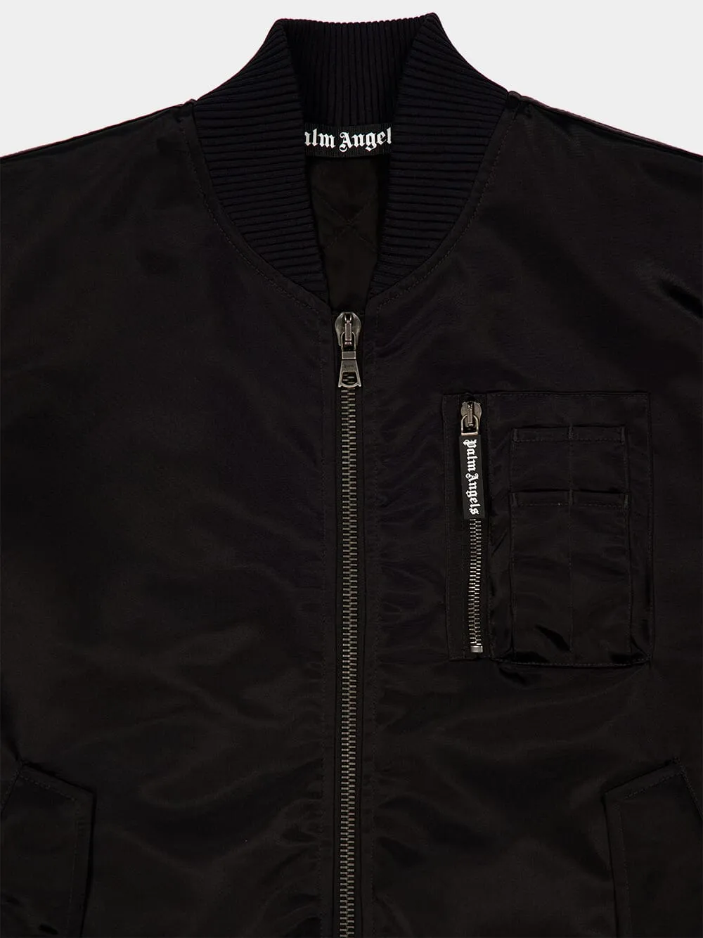 Curved Logo Leather Bomber Jacket sold by Fashion Clinic product image thumbnail 3