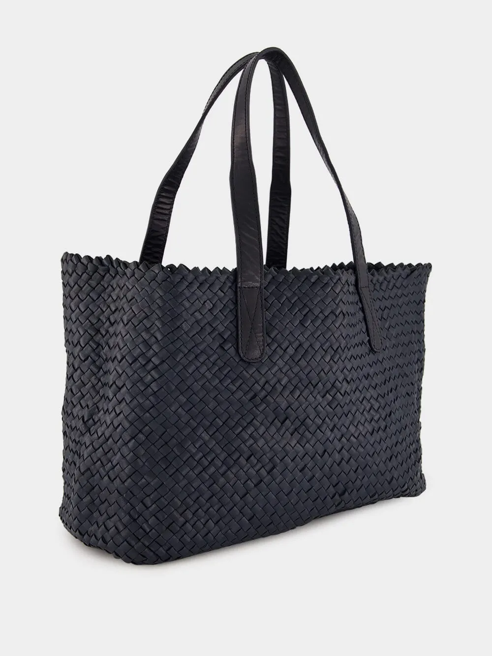 Dark Blue Woven Leather Shoulder Bag sold by Fashion Clinic product image thumbnail 2