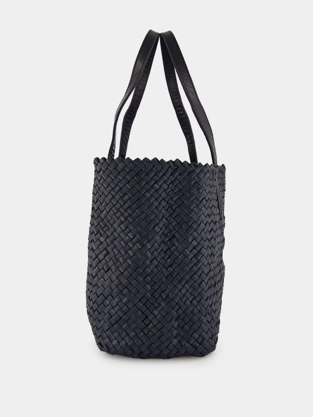 Dark Blue Woven Leather Shoulder Bag sold by Fashion Clinic product image thumbnail 3