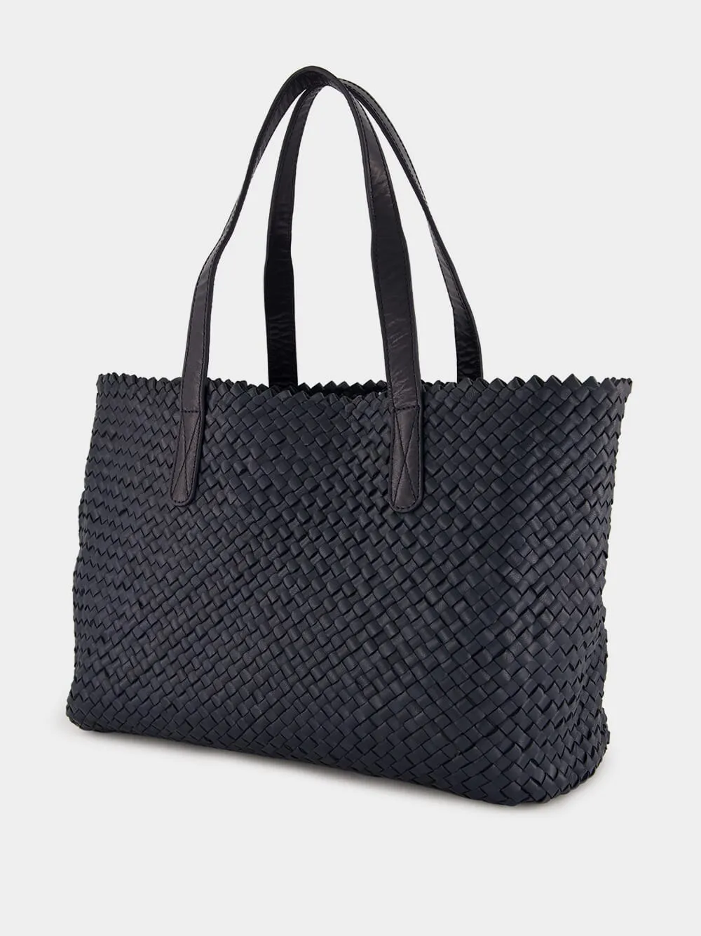 Dark Blue Woven Leather Shoulder Bag sold by Fashion Clinic product image thumbnail 4