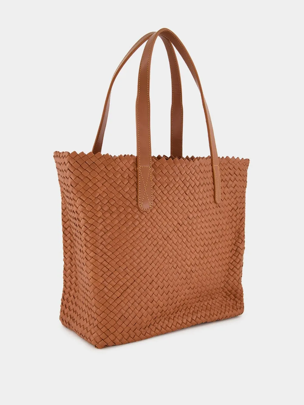Camel Woven Leather Shoulder Bag sold by Fashion Clinic product image thumbnail 2