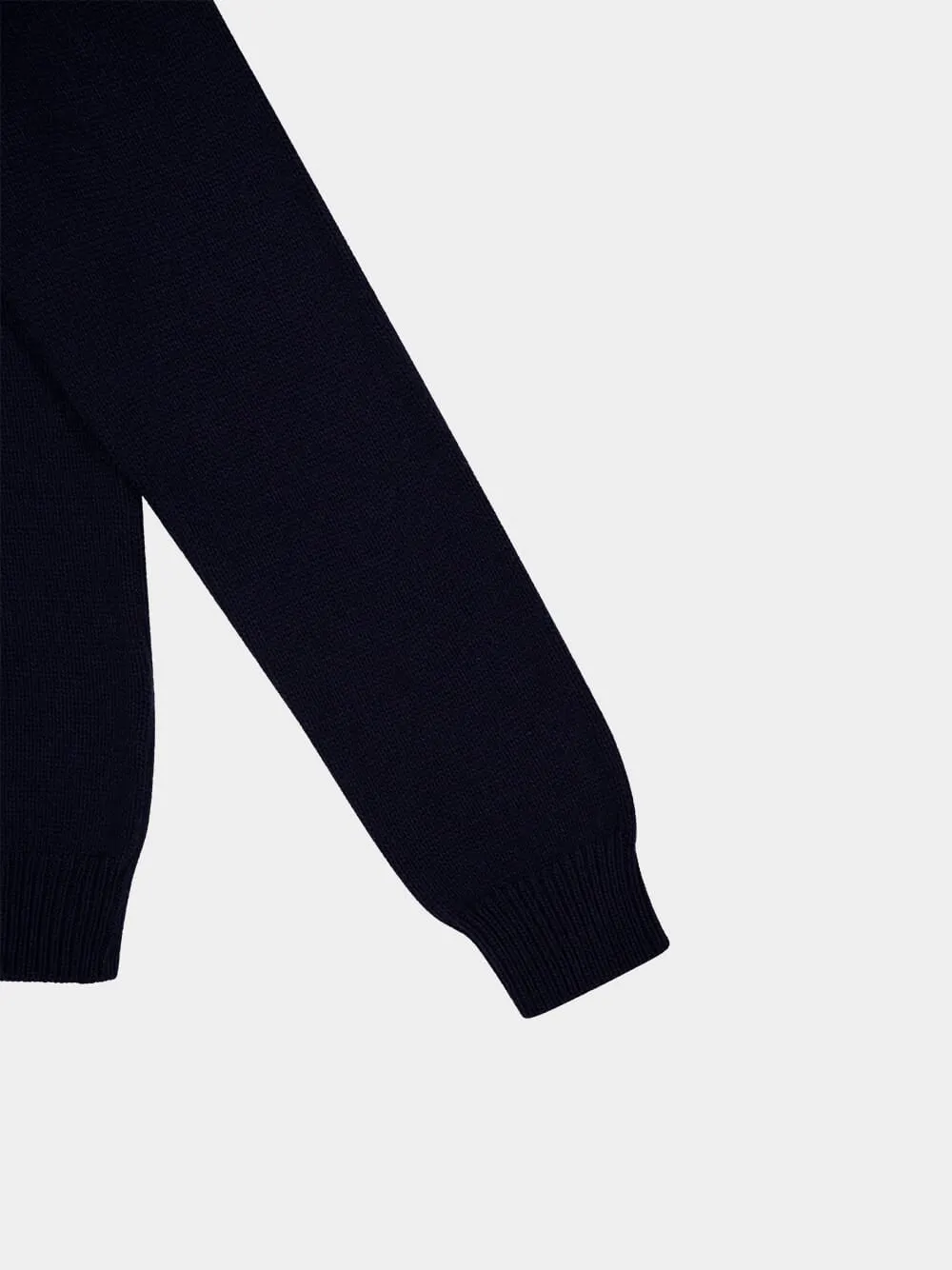 Navy Blue Intarsia Logo Sweater sold by Fashion Clinic product image thumbnail 4