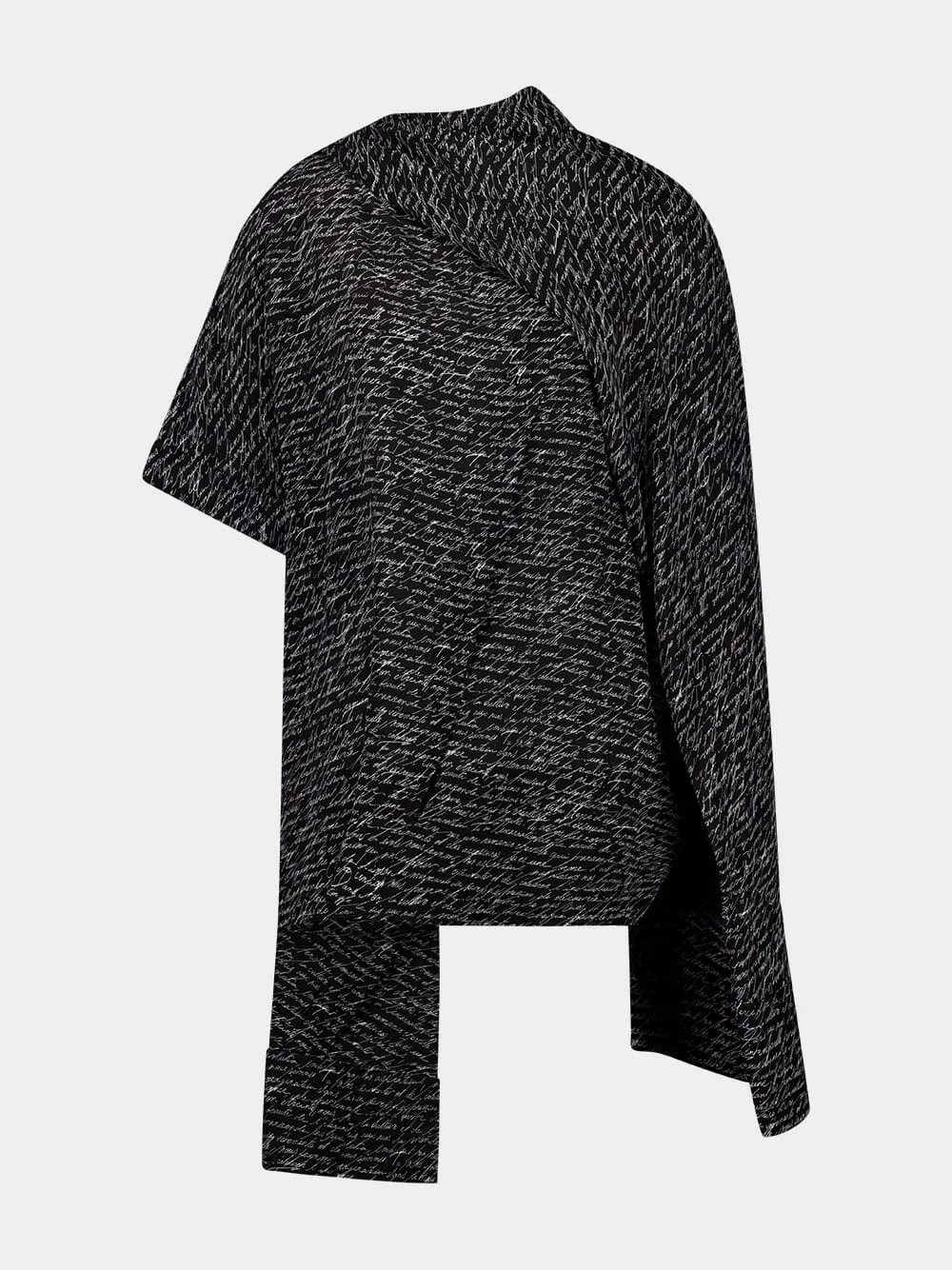 Black Script Print Blouse sold by Fashion Clinic