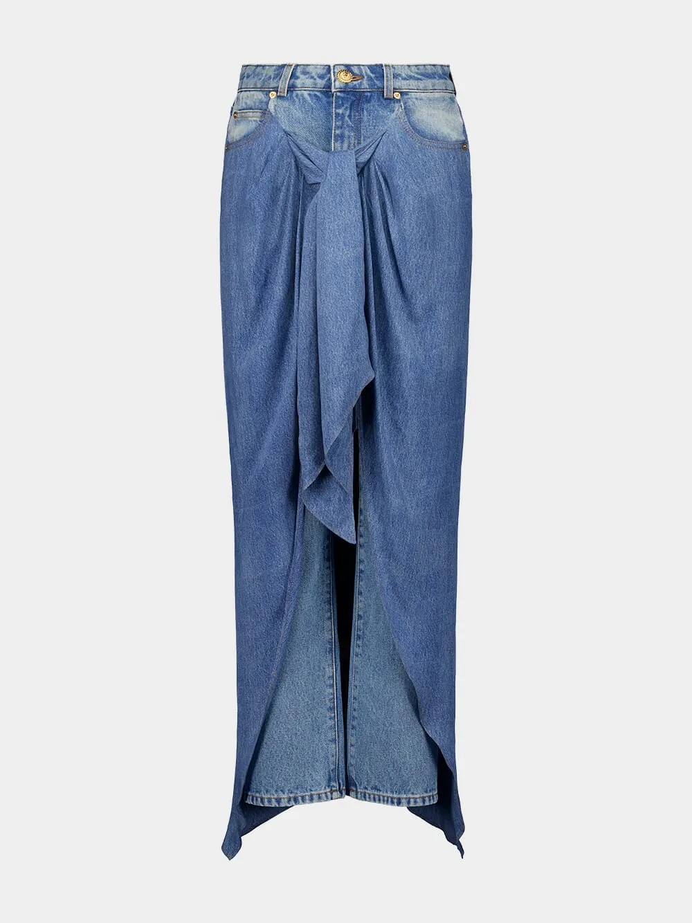 Blue Denim Jeans with Draped Skirt sold by Fashion Clinic product image thumbnail 2