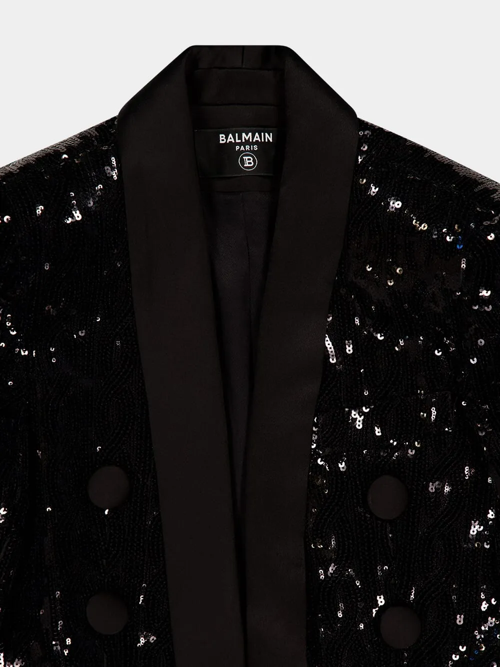 Black Sequined Blazer with Shoulder Pads sold by Fashion Clinic product image thumbnail 3