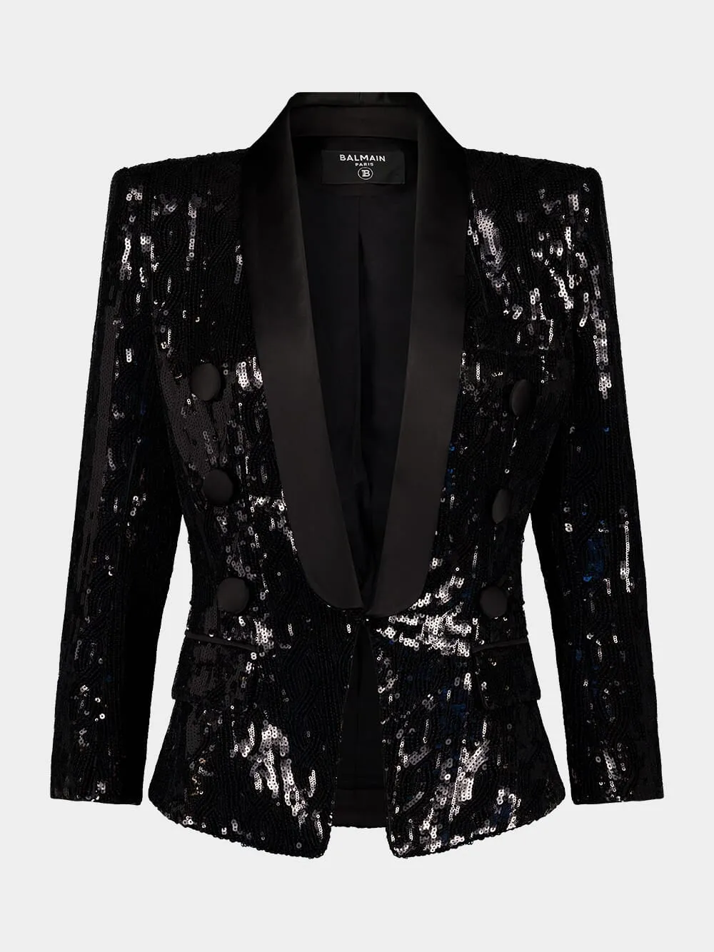 Black Sequined Blazer with Shoulder Pads sold by Fashion Clinic