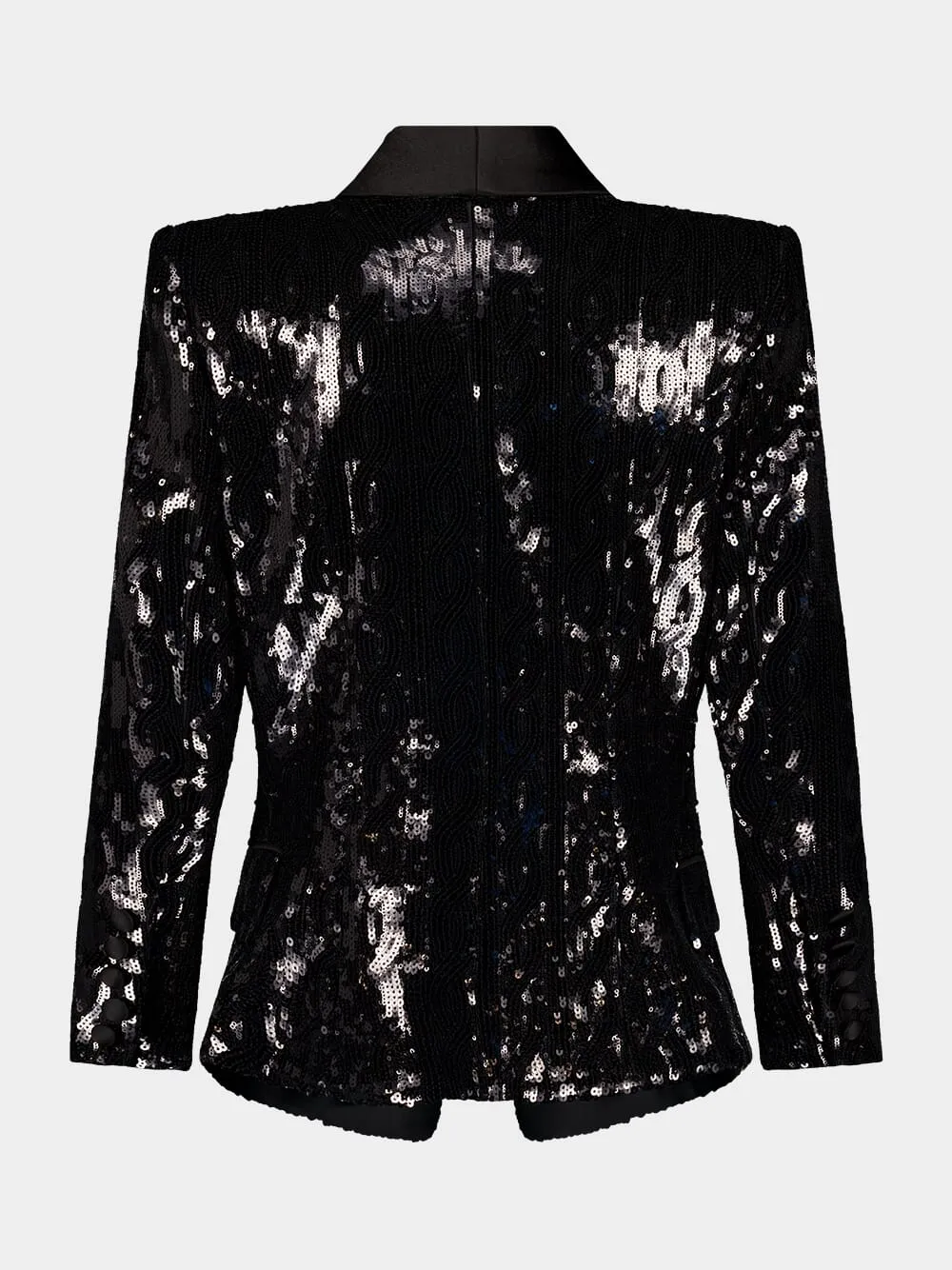 Black Sequined Blazer with Shoulder Pads sold by Fashion Clinic product image thumbnail 2