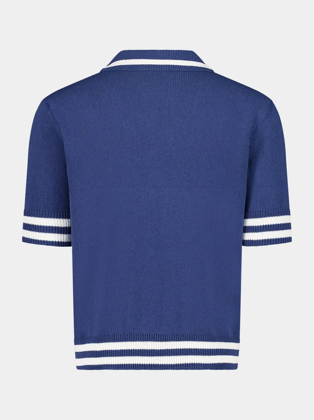 Navy Blue Signature Embroidery Cotton Polo Shirt sold by Fashion Clinic product image thumbnail 3