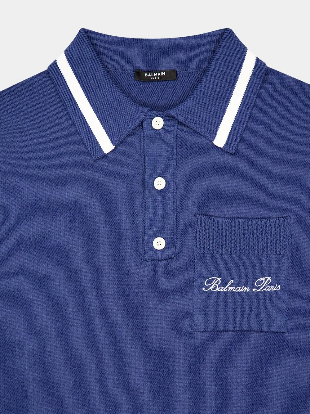 Navy Blue Signature Embroidery Cotton Polo Shirt sold by Fashion Clinic product image thumbnail 5