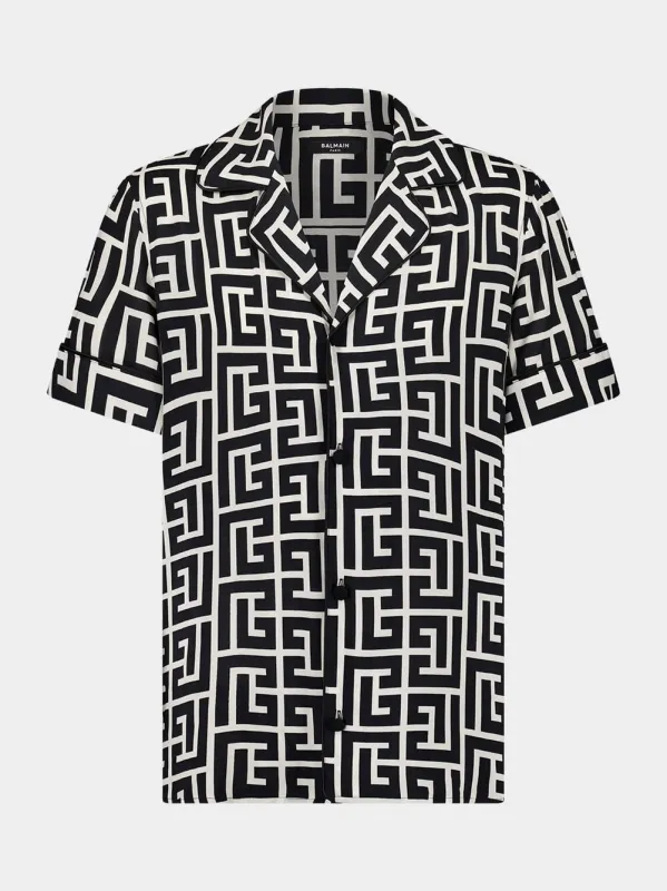 Black Monogram Printed Relaxed Fit Pyjama Shirt sold by Fashion Clinic