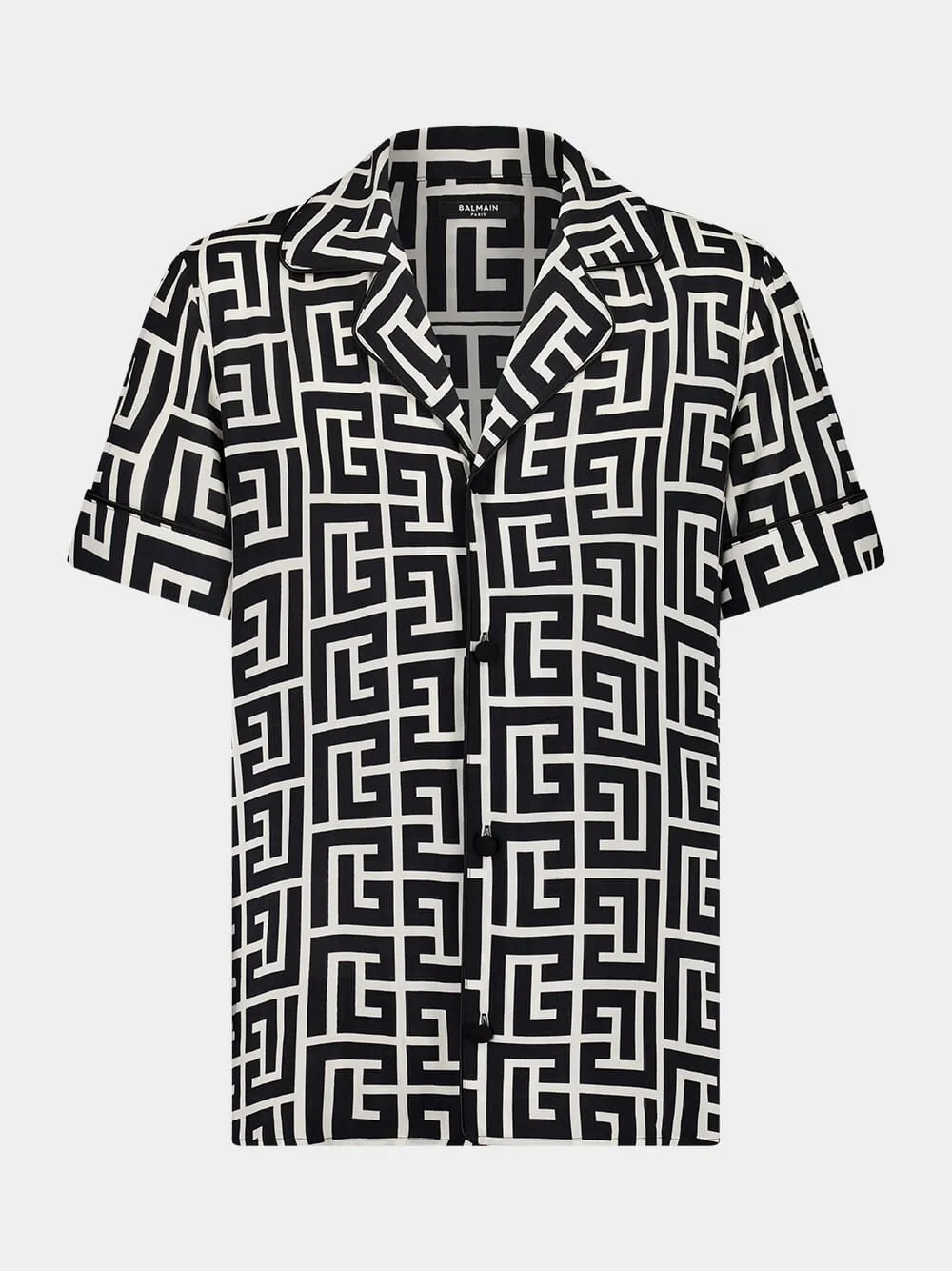 Black Monogram Printed Relaxed Fit Pyjama Shirt sold by Fashion Clinic