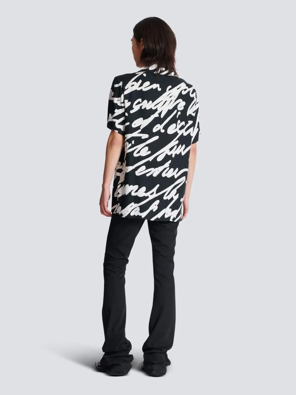 Black Twill Pyjama Shirt with "Love Letter" Print sold by Fashion Clinic product image thumbnail 4