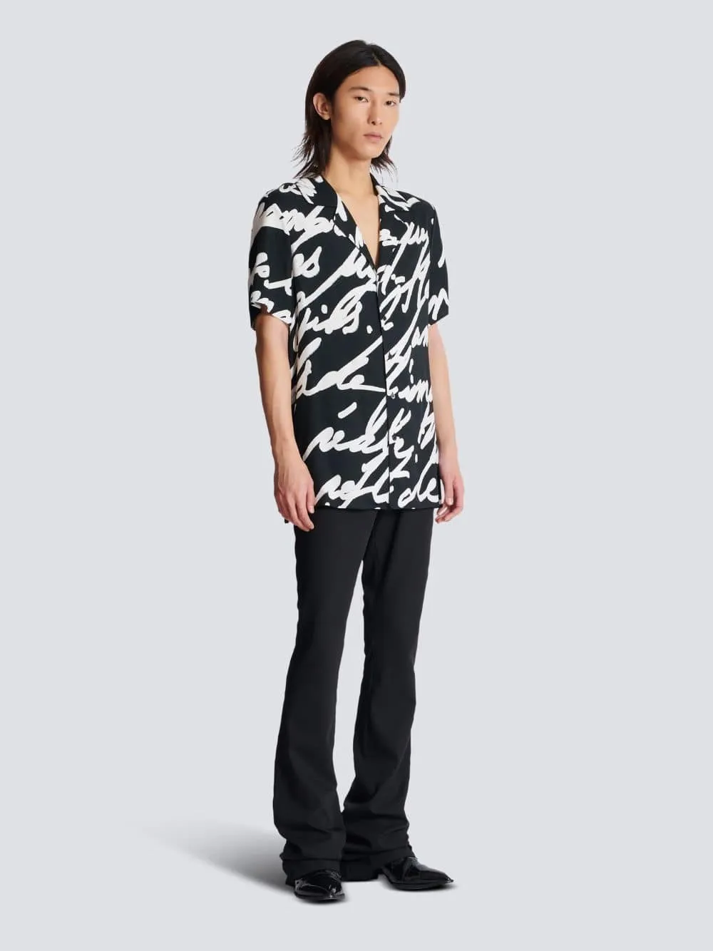 Black Twill Pyjama Shirt with "Love Letter" Print sold by Fashion Clinic product image thumbnail 2