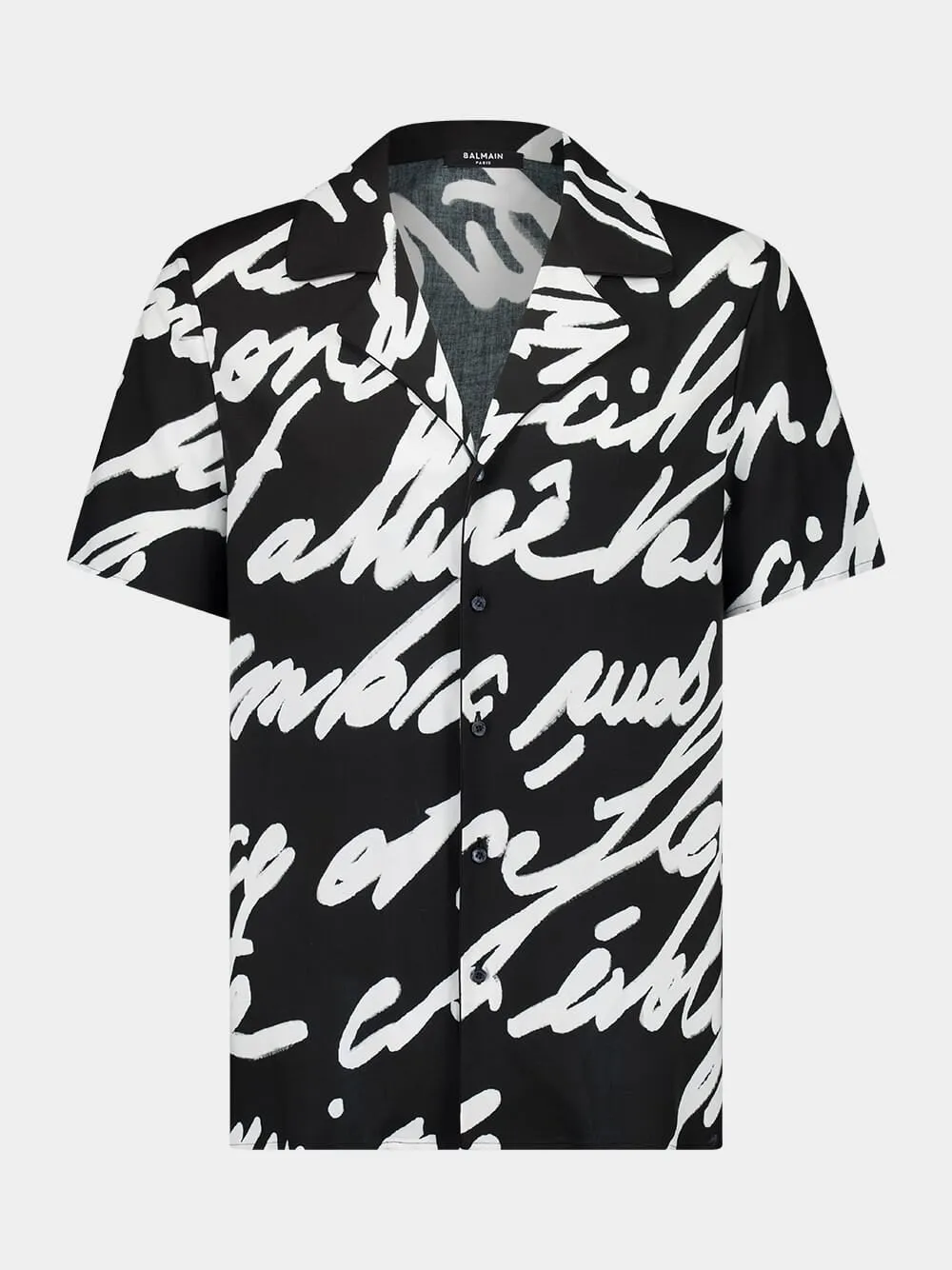 Black Twill Pyjama Shirt with "Love Letter" Print sold by Fashion Clinic