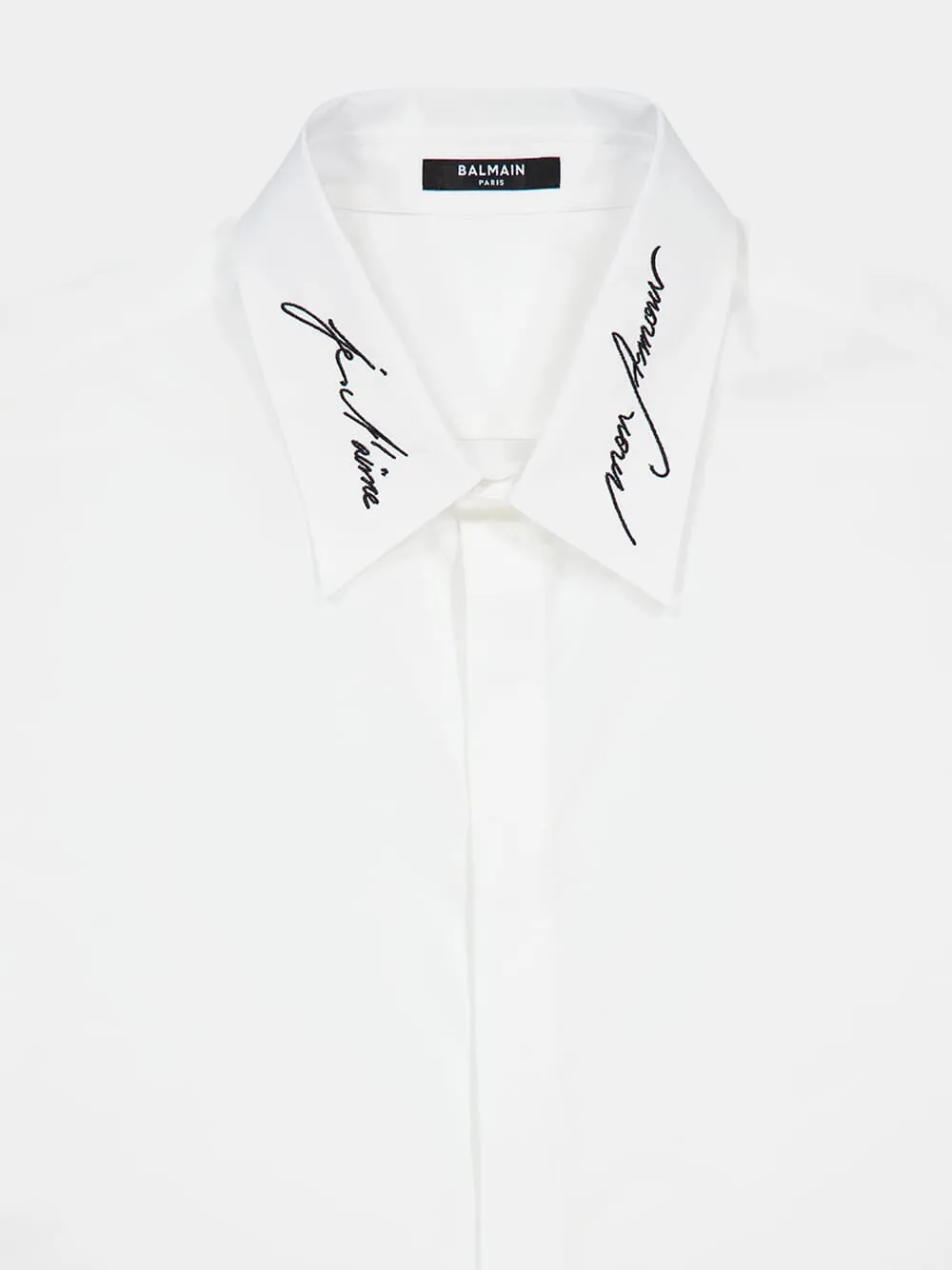 Embroidered Collar White Poplin Shirt sold by Fashion Clinic product image thumbnail 5
