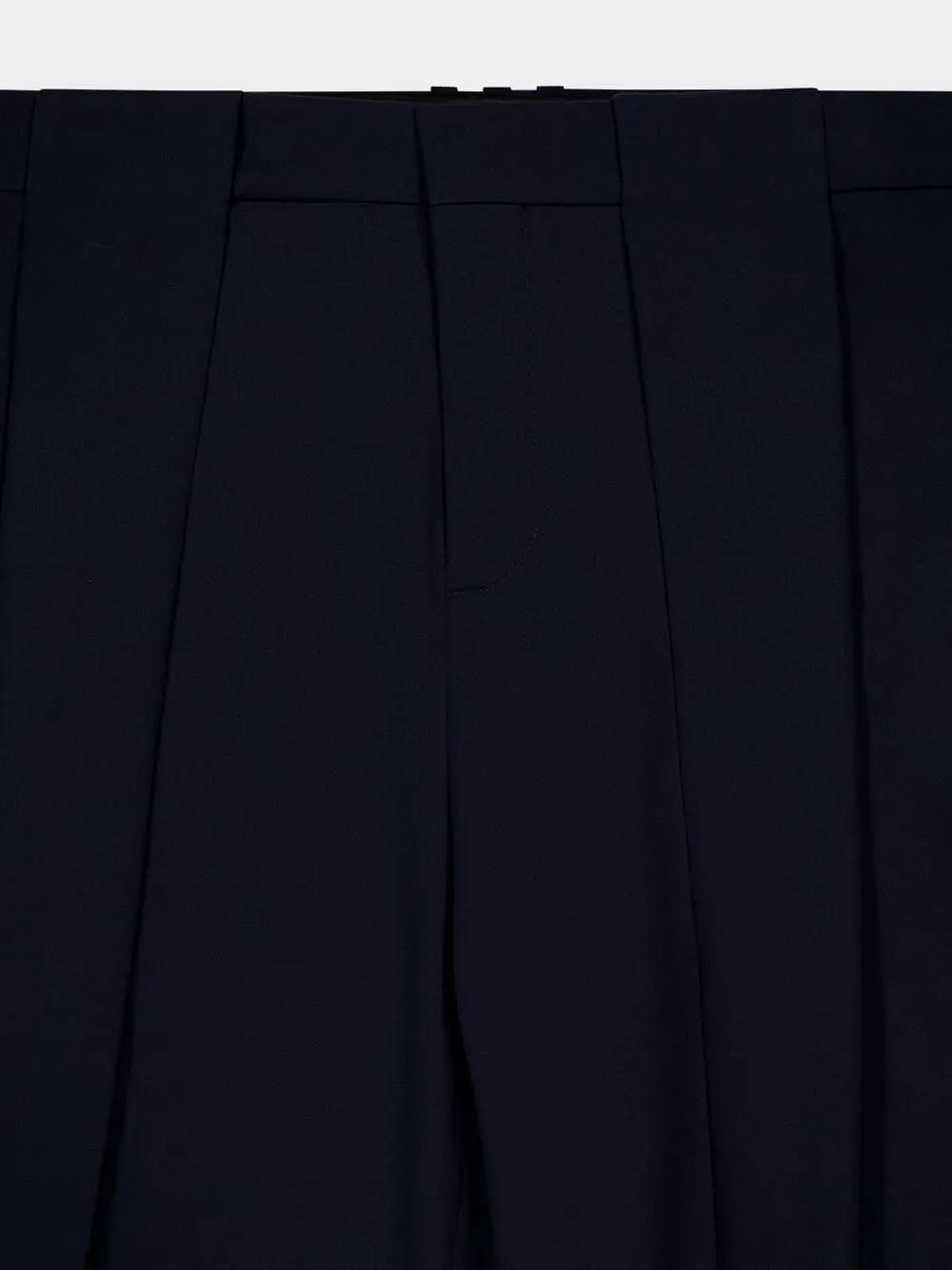 Navy Blue Pleated Grain de Poudre Trousers sold by Fashion Clinic product image thumbnail 3