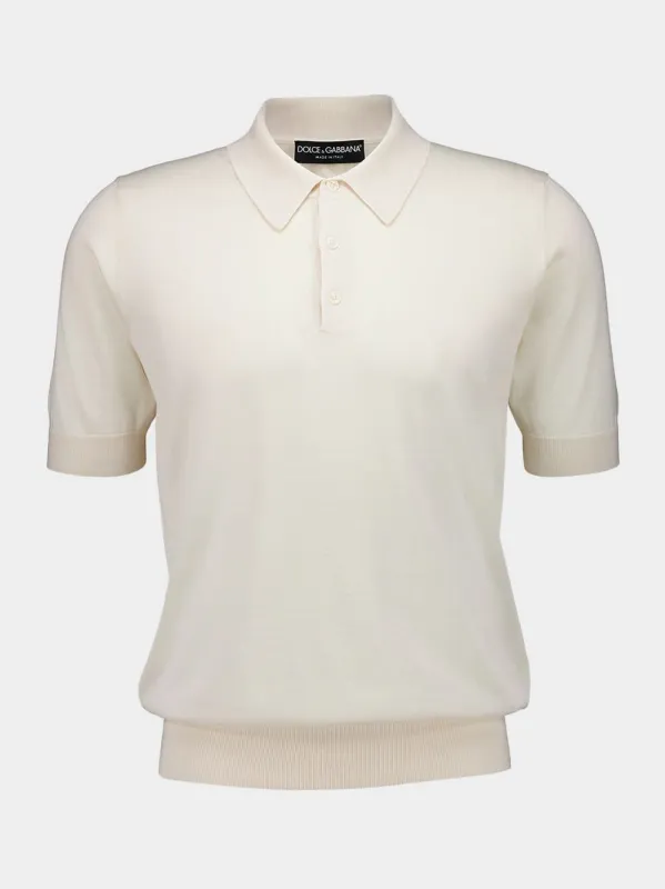 Ivory Cashmere and Silk Polo-Shirt sold by Fashion Clinic