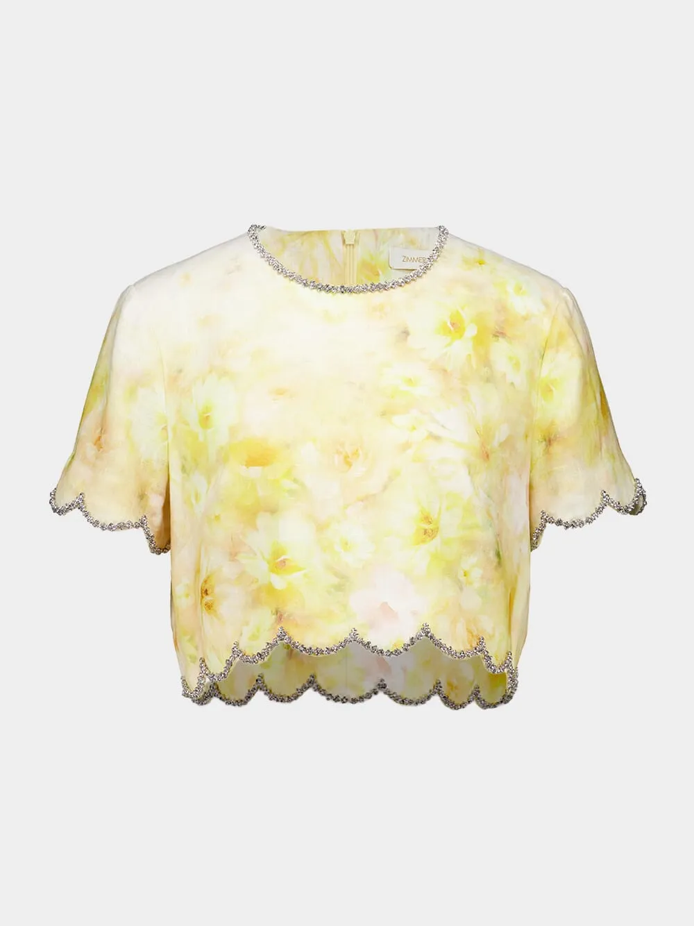 Yellow Floral Crush Scalloped Top sold by Fashion Clinic product image thumbnail 2