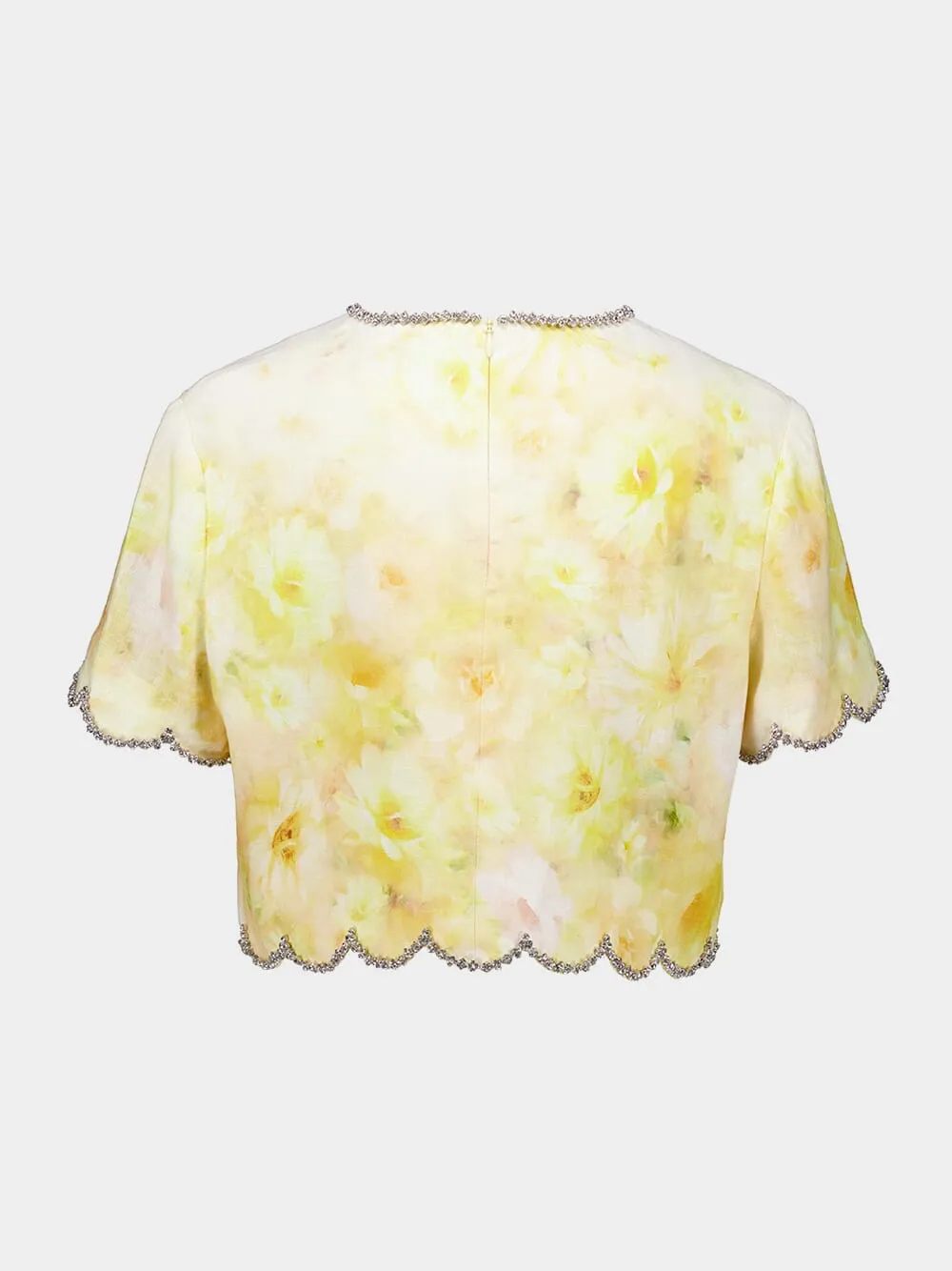 Yellow Floral Crush Scalloped Top sold by Fashion Clinic product image thumbnail 4