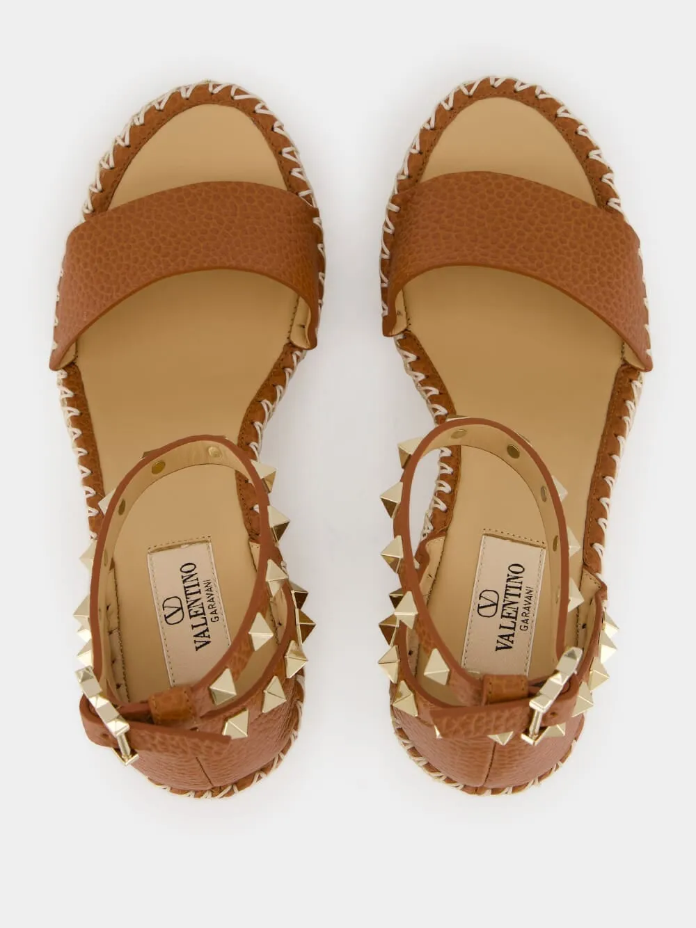 Camel Double Rockstud Wedge Sandals sold by Fashion Clinic product image thumbnail 4
