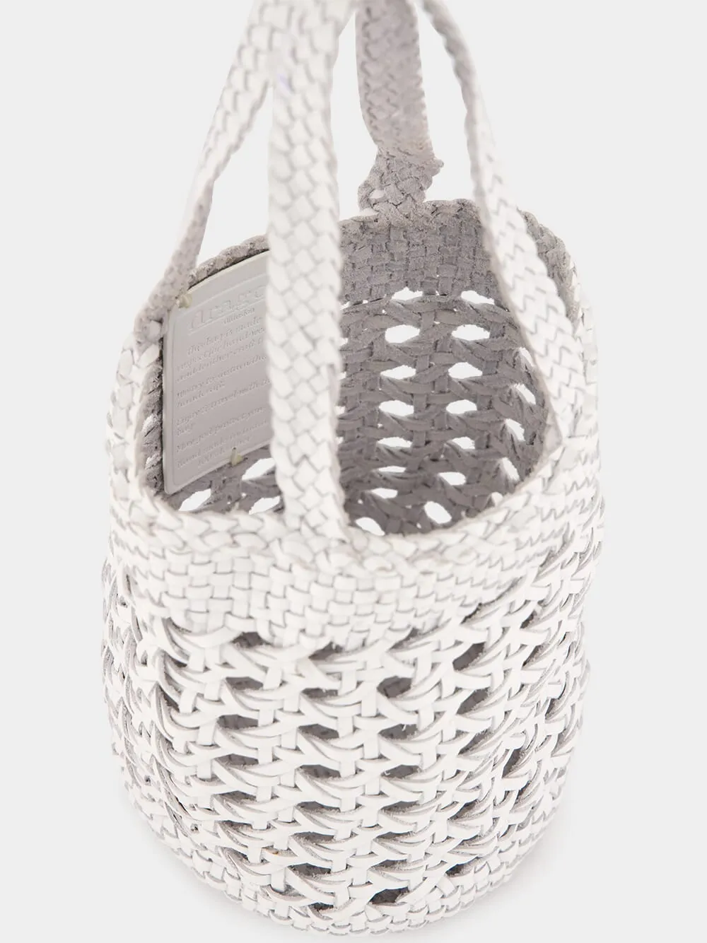 White Handwoven Leather Bucket Bag sold by Fashion Clinic product image thumbnail 5