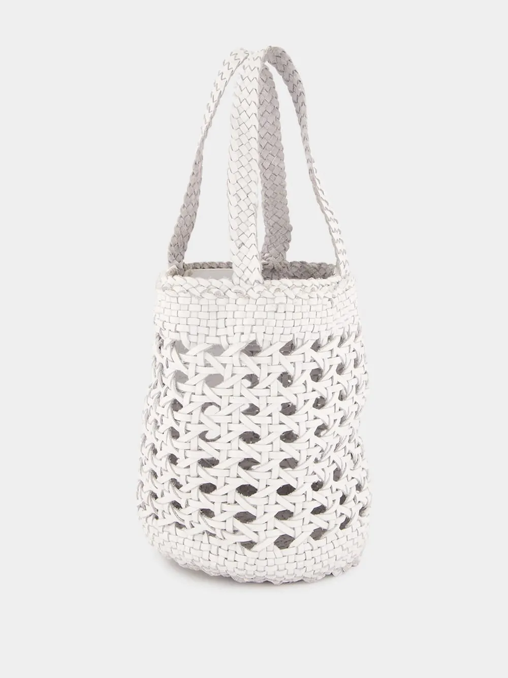 White Handwoven Leather Bucket Bag sold by Fashion Clinic product image thumbnail 2