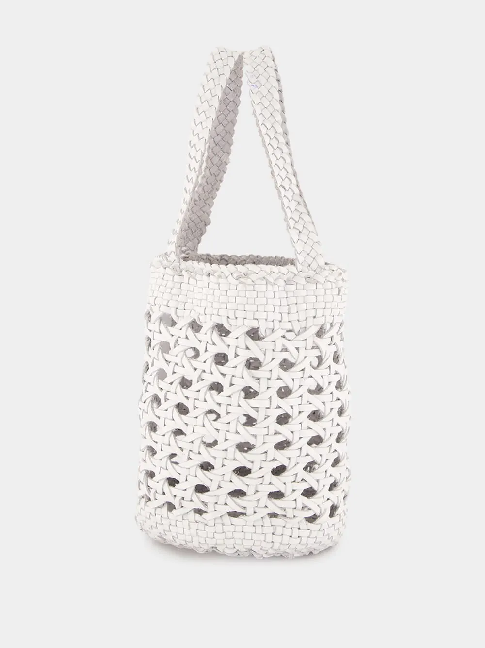 White Handwoven Leather Bucket Bag sold by Fashion Clinic product image thumbnail 3