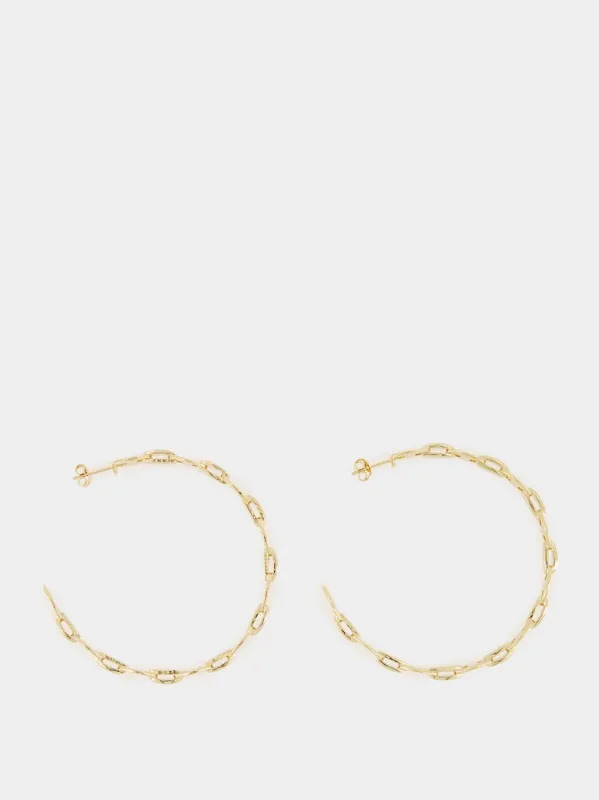 Gold Nano Chain Hoop Earrings sold by Fashion Clinic