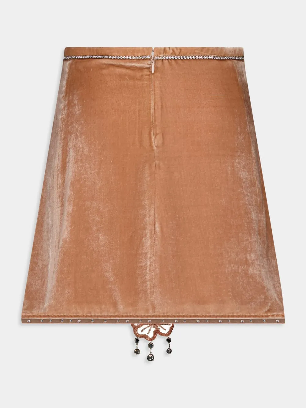 Camel Velvet Midi Skirt with Crystal Embroidery sold by Fashion Clinic product image thumbnail 2