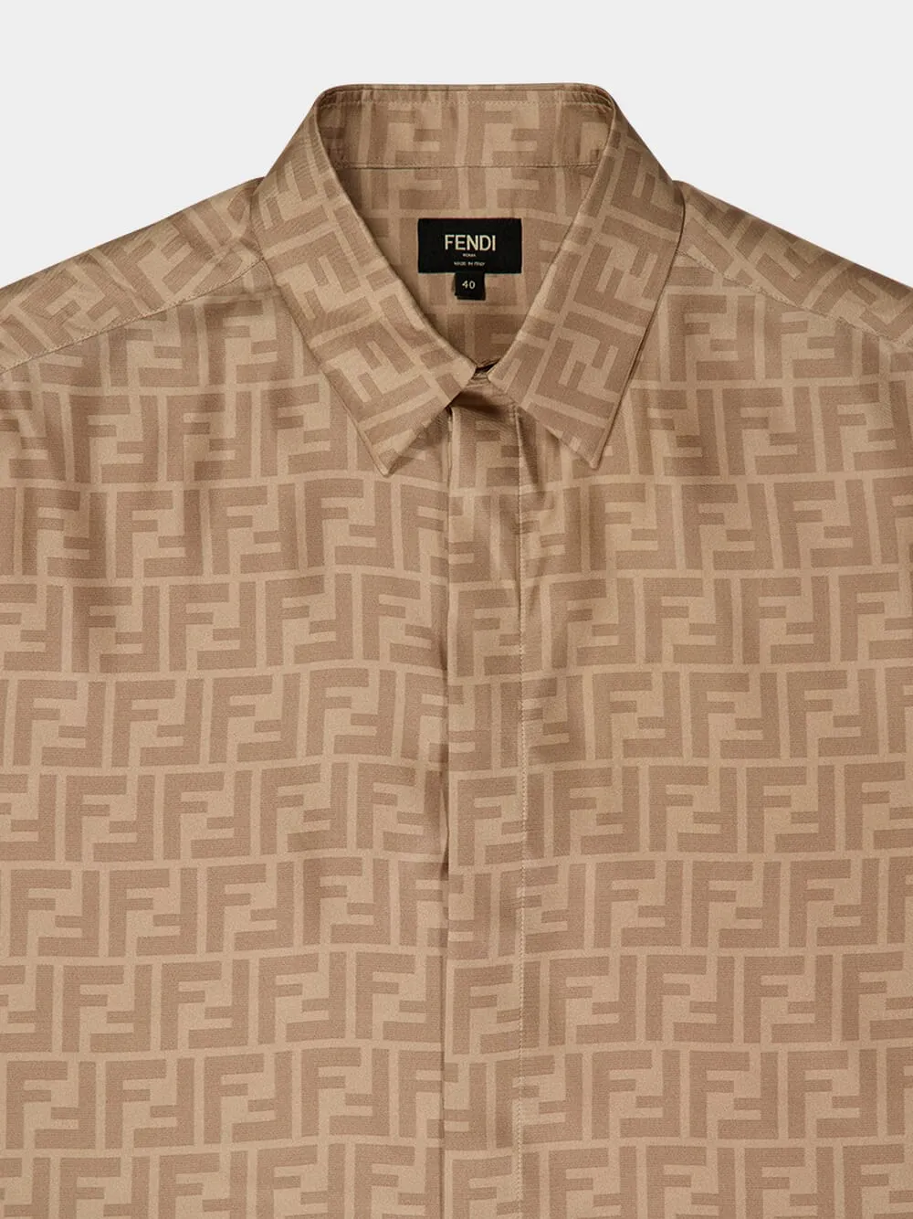 Beige FF Silk Shirt sold by Fashion Clinic product image thumbnail 4