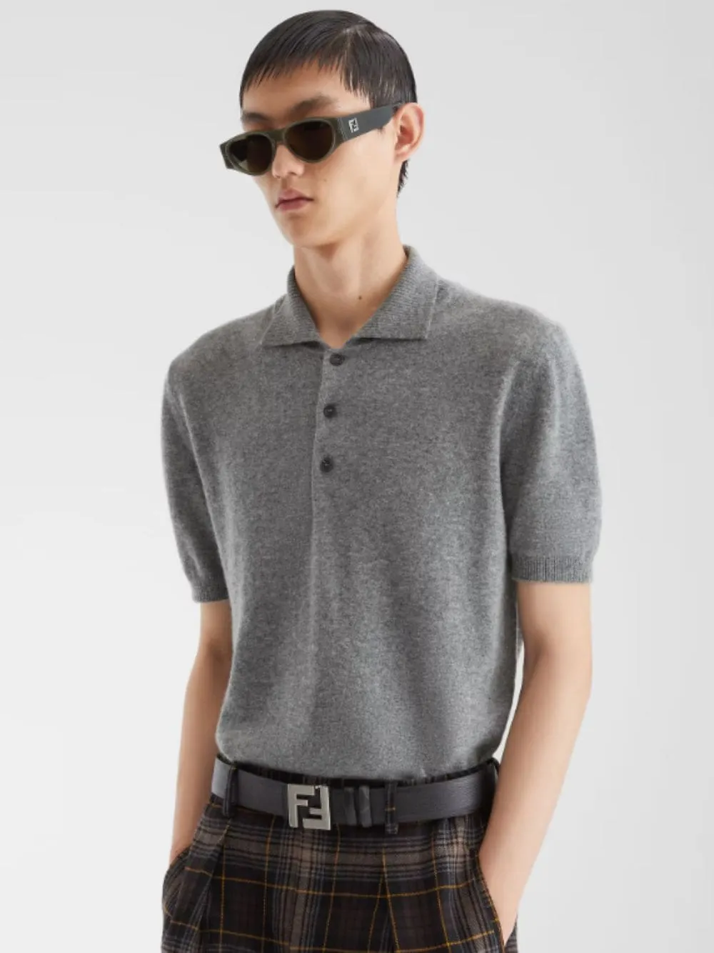 Grey Wool Polo Shirt sold by Fashion Clinic product image thumbnail 2