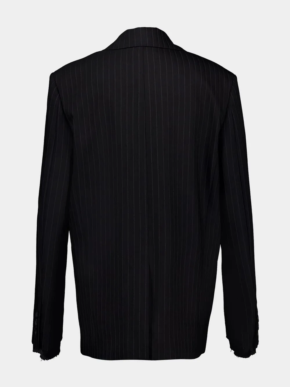 Black Single-Breasted Pinstripe Jacket sold by Fashion Clinic product image thumbnail 3