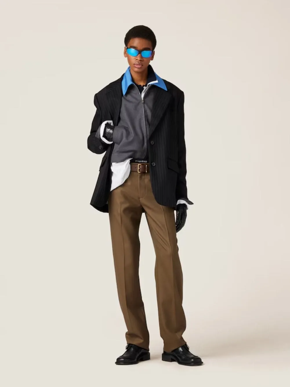 Black Single-Breasted Pinstripe Jacket sold by Fashion Clinic product image thumbnail 2